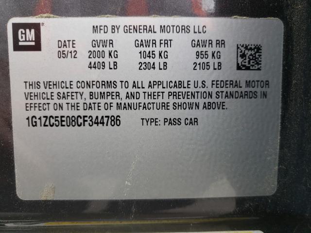 Photo 9 VIN: 1G1ZC5E08CF344786 - CHEVROLET MALIBU 1LT 