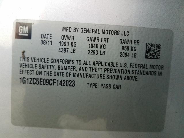 Photo 9 VIN: 1G1ZC5E09CF142023 - CHEVROLET MALIBU 1LT 