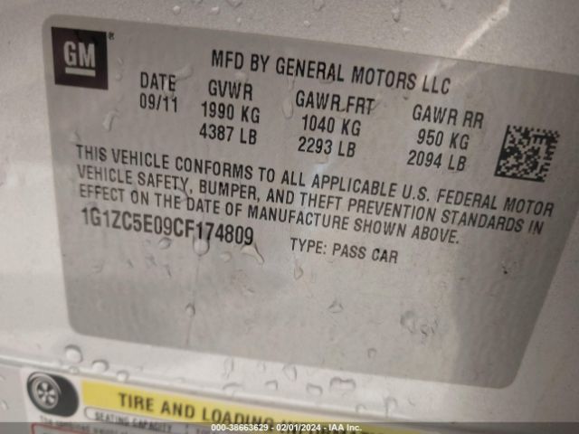 Photo 8 VIN: 1G1ZC5E09CF174809 - CHEVROLET MALIBU 