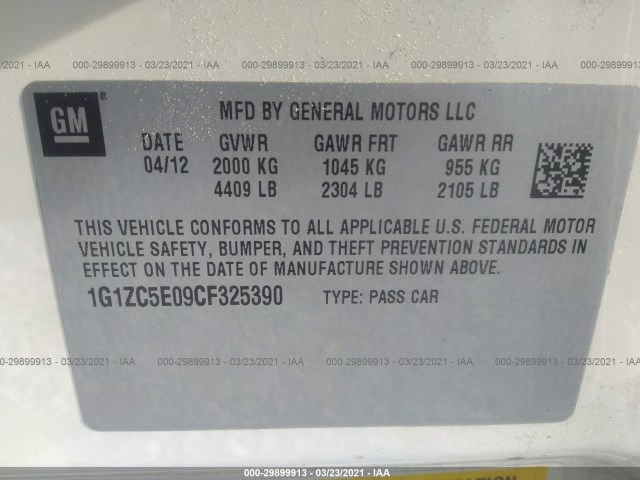 Photo 8 VIN: 1G1ZC5E09CF325390 - CHEVROLET MALIBU 