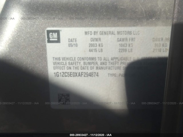 Photo 8 VIN: 1G1ZC5E0XAF294874 - CHEVROLET MALIBU 