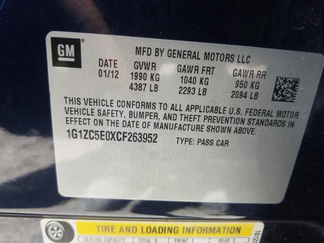 Photo 9 VIN: 1G1ZC5E0XCF263952 - CHEVROLET MALIBU 1LT 