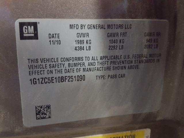 Photo 9 VIN: 1G1ZC5E10BF251090 - CHEVROLET MALIBU 1LT 