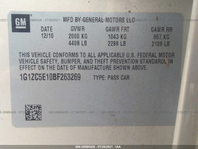 Photo 8 VIN: 1G1ZC5E10BF263269 - CHEVROLET MALIBU 