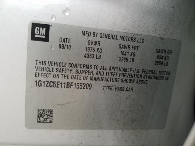 Photo 9 VIN: 1G1ZC5E11BF155209 - CHEVROLET MALIBU 1LT 