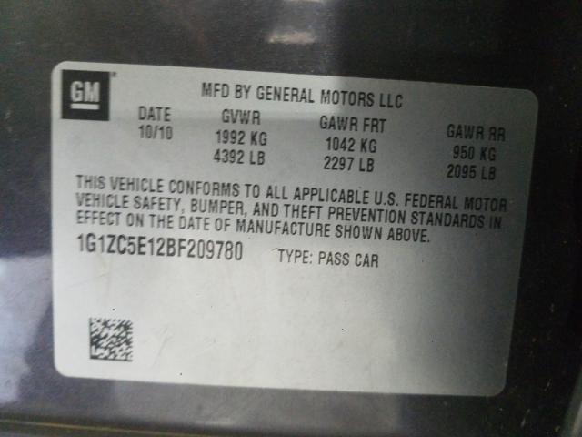 Photo 9 VIN: 1G1ZC5E12BF209780 - CHEVROLET MALIBU 1LT 