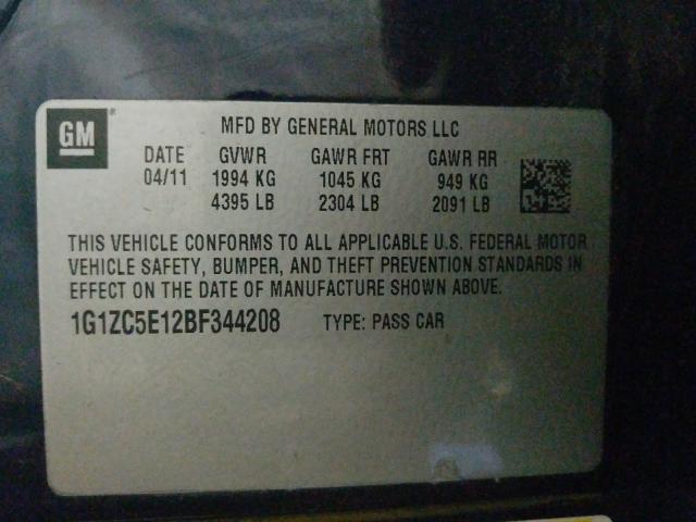 Photo 9 VIN: 1G1ZC5E12BF344208 - CHEVROLET MALIBU 1LT 