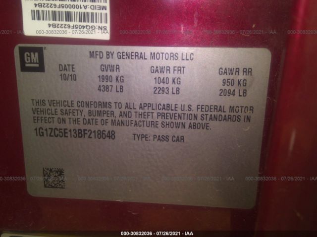 Photo 8 VIN: 1G1ZC5E13BF218648 - CHEVROLET MALIBU 