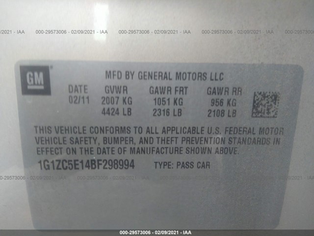 Photo 8 VIN: 1G1ZC5E14BF298994 - CHEVROLET MALIBU 