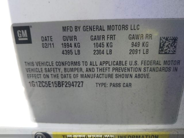 Photo 8 VIN: 1G1ZC5E15BF294727 - CHEVROLET MALIBU 