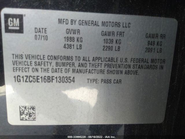 Photo 8 VIN: 1G1ZC5E16BF130354 - CHEVROLET MALIBU 