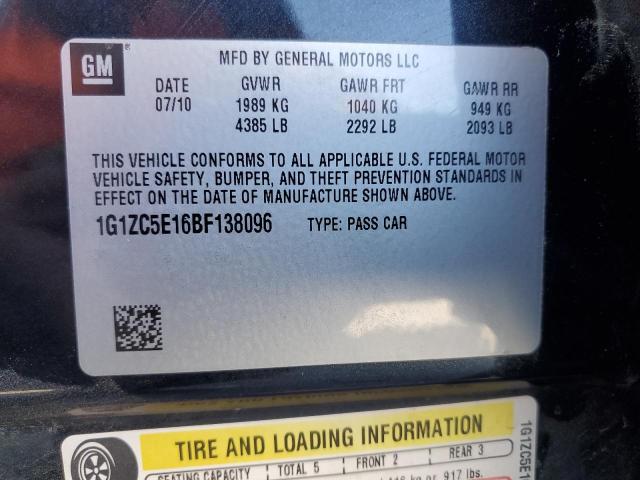 Photo 12 VIN: 1G1ZC5E16BF138096 - CHEVROLET MALIBU LT 