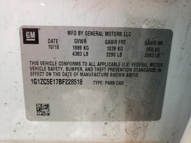 Photo 9 VIN: 1G1ZC5E17BF228518 - CHEVROLET MALIBU 1LT 