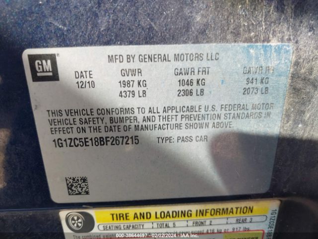 Photo 8 VIN: 1G1ZC5E18BF267215 - CHEVROLET MALIBU 