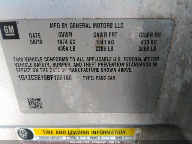 Photo 8 VIN: 1G1ZC5E19BF156186 - CHEVROLET MALIBU 