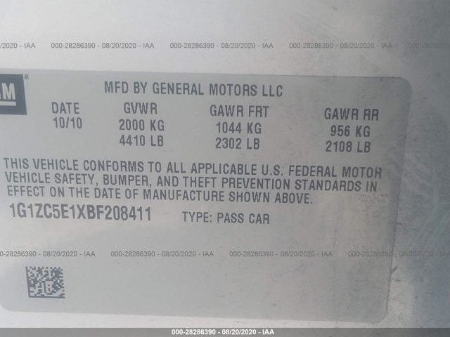 Photo 8 VIN: 1G1ZC5E1XBF208411 - CHEVROLET MALIBU 