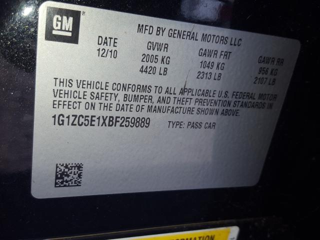 Photo 9 VIN: 1G1ZC5E1XBF259889 - CHEVROLET MALIBU 1LT 