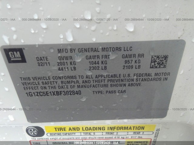 Photo 8 VIN: 1G1ZC5E1XBF302840 - CHEVROLET MALIBU 