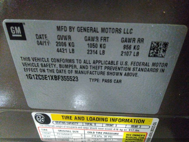 Photo 8 VIN: 1G1ZC5E1XBF355523 - CHEVROLET MALIBU 