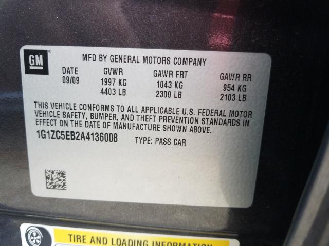 Photo 9 VIN: 1G1ZC5EB2A4136008 - CHEVROLET MALIBU 1LT 