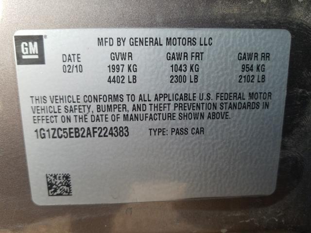 Photo 9 VIN: 1G1ZC5EB2AF224383 - CHEVROLET MALIBU 1LT 