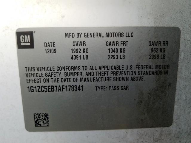 Photo 9 VIN: 1G1ZC5EB7AF178341 - CHEVROLET MALIBU 1LT 