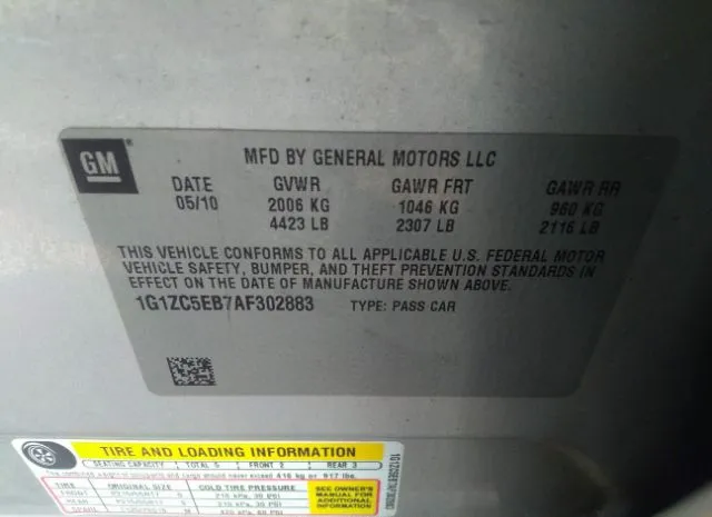 Photo 8 VIN: 1G1ZC5EB7AF302883 - CHEVROLET MALIBU 