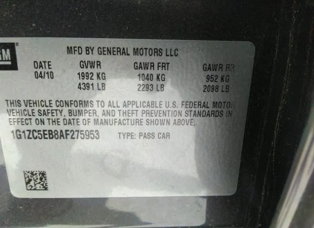 Photo 8 VIN: 1G1ZC5EB8AF275953 - CHEVROLET MALIBU 