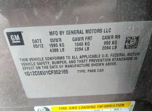 Photo 8 VIN: 1G1ZC5EU1CF352165 - CHEVROLET MALIBU 