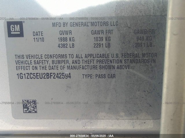 Photo 8 VIN: 1G1ZC5EU2BF242594 - CHEVROLET MALIBU 