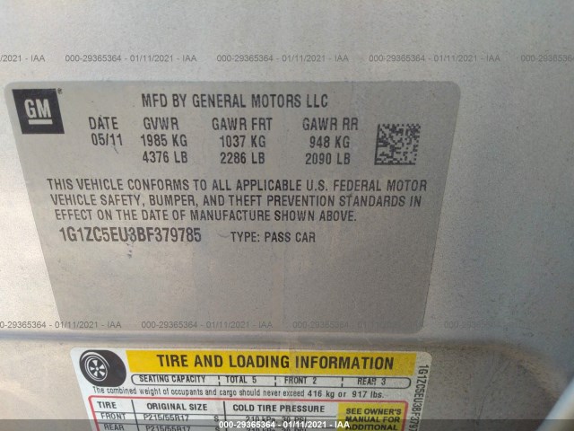 Photo 8 VIN: 1G1ZC5EU3BF379785 - CHEVROLET MALIBU 