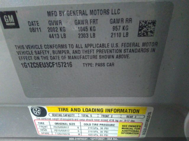 Photo 8 VIN: 1G1ZC5EU3CF157216 - CHEVROLET MALIBU 