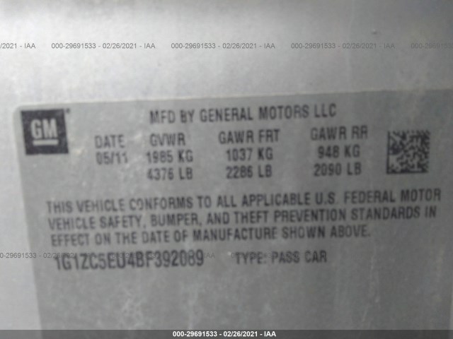 Photo 8 VIN: 1G1ZC5EU4BF392089 - CHEVROLET MALIBU 