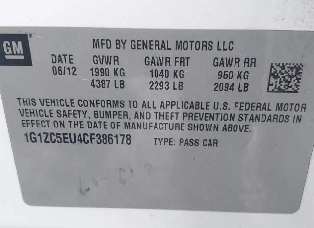 Photo 8 VIN: 1G1ZC5EU4CF386178 - CHEVROLET MALIBU 