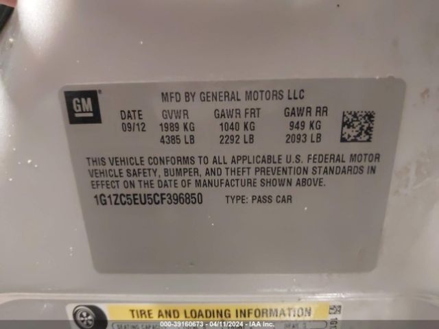 Photo 8 VIN: 1G1ZC5EU5CF396850 - CHEVROLET MALIBU 