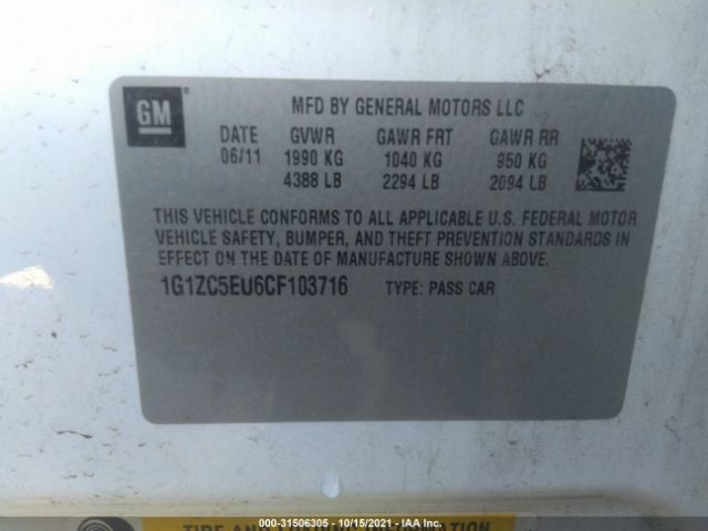 Photo 8 VIN: 1G1ZC5EU6CF103716 - CHEVROLET MALIBU 