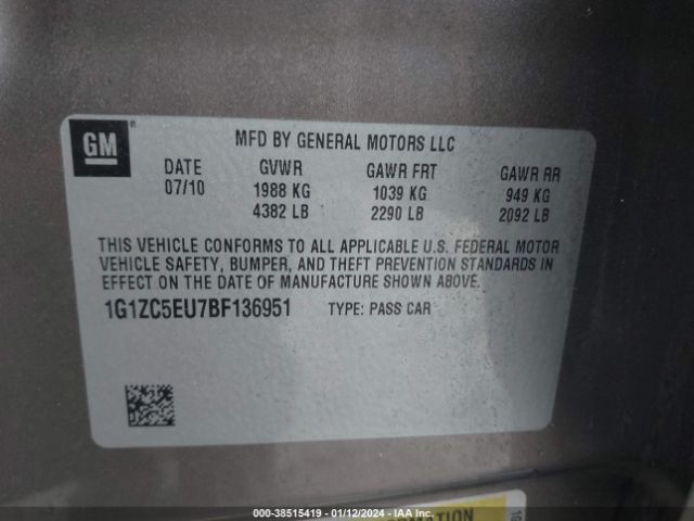 Photo 8 VIN: 1G1ZC5EU7BF136951 - CHEVROLET MALIBU 