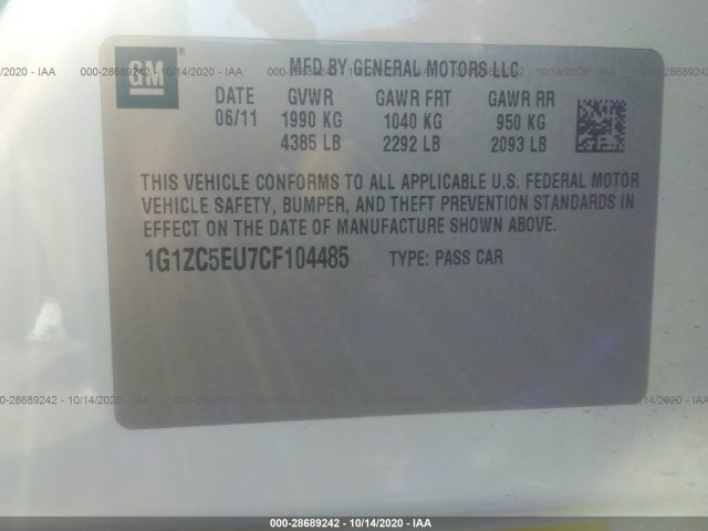 Photo 8 VIN: 1G1ZC5EU7CF104485 - CHEVROLET MALIBU 