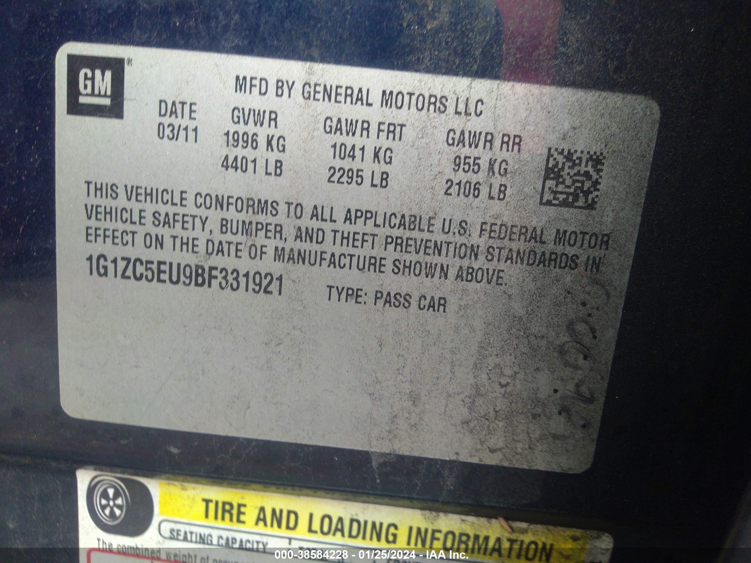 Photo 8 VIN: 1G1ZC5EU9BF331921 - CHEVROLET MALIBU 