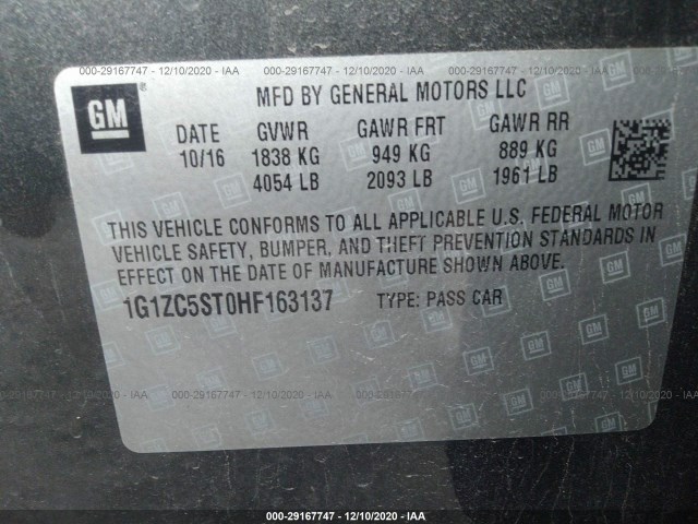 Photo 8 VIN: 1G1ZC5ST0HF163137 - CHEVROLET MALIBU 