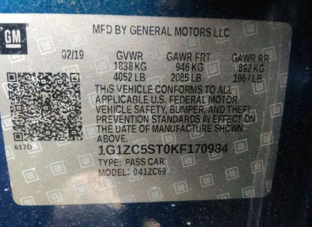 Photo 8 VIN: 1G1ZC5ST0KF170984 - CHEVROLET MALIBU 