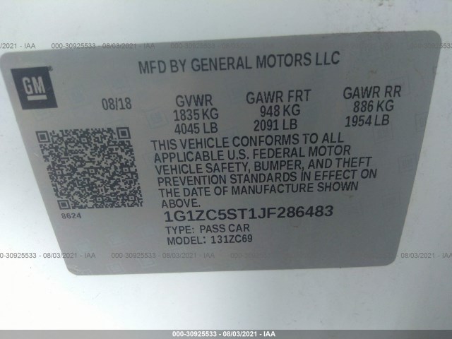 Photo 8 VIN: 1G1ZC5ST1JF286483 - CHEVROLET MALIBU 