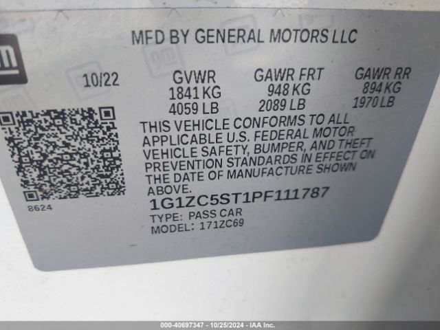 Photo 8 VIN: 1G1ZC5ST1PF111787 - CHEVROLET MALIBU 