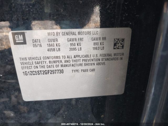 Photo 8 VIN: 1G1ZC5ST2GF297730 - CHEVROLET MALIBU 