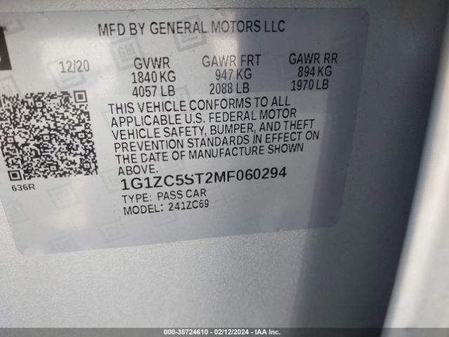 Photo 8 VIN: 1G1ZC5ST2MF060294 - CHEVROLET MALIBU 