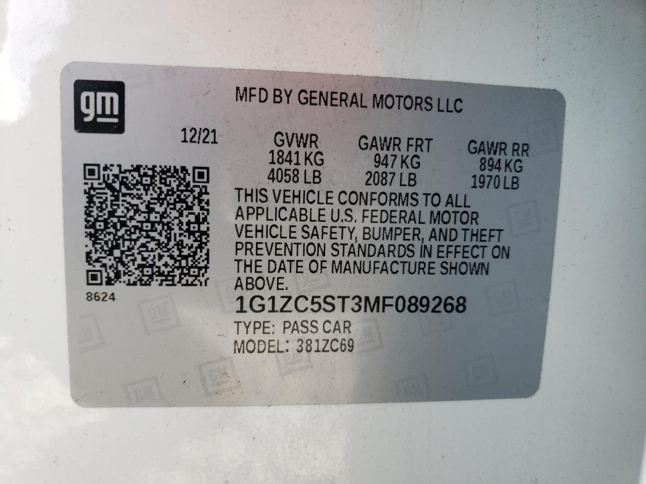 Photo 11 VIN: 1G1ZC5ST3MF089268 - CHEVROLET MALIBU 