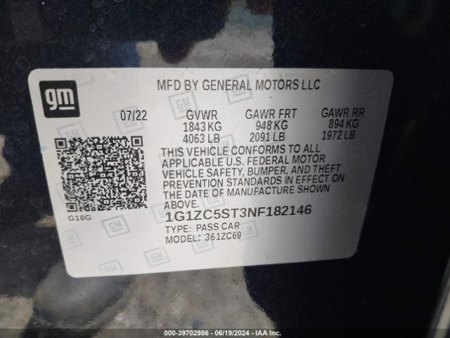 Photo 8 VIN: 1G1ZC5ST3NF182146 - CHEVROLET MALIBU 