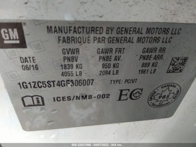 Photo 8 VIN: 1G1ZC5ST4GF306007 - CHEVROLET MALIBU 