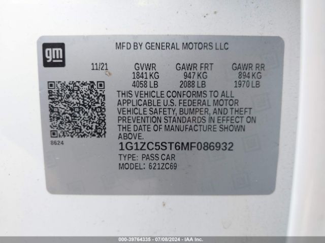 Photo 8 VIN: 1G1ZC5ST6MF086932 - CHEVROLET MALIBU 