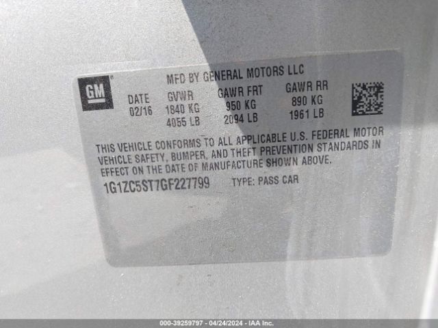 Photo 8 VIN: 1G1ZC5ST7GF227799 - CHEVROLET MALIBU 